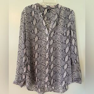 Sheer snake skin button up blouse